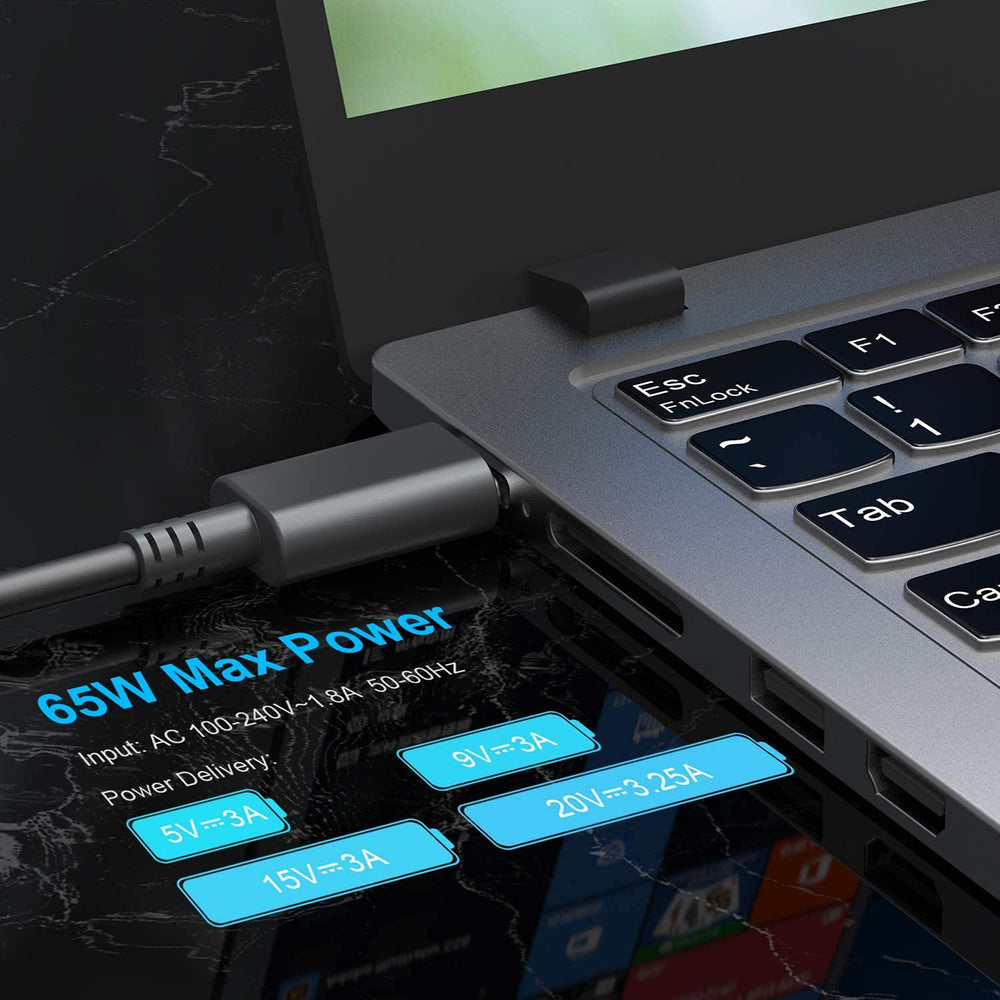 JIONR USB-C tip close-up showing versatile power delivery.