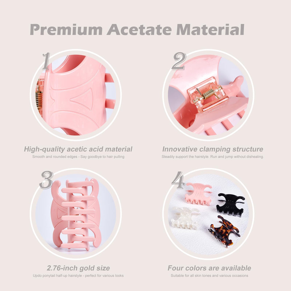 JITUIHOM acetate clip features smooth teeth to protect hair.