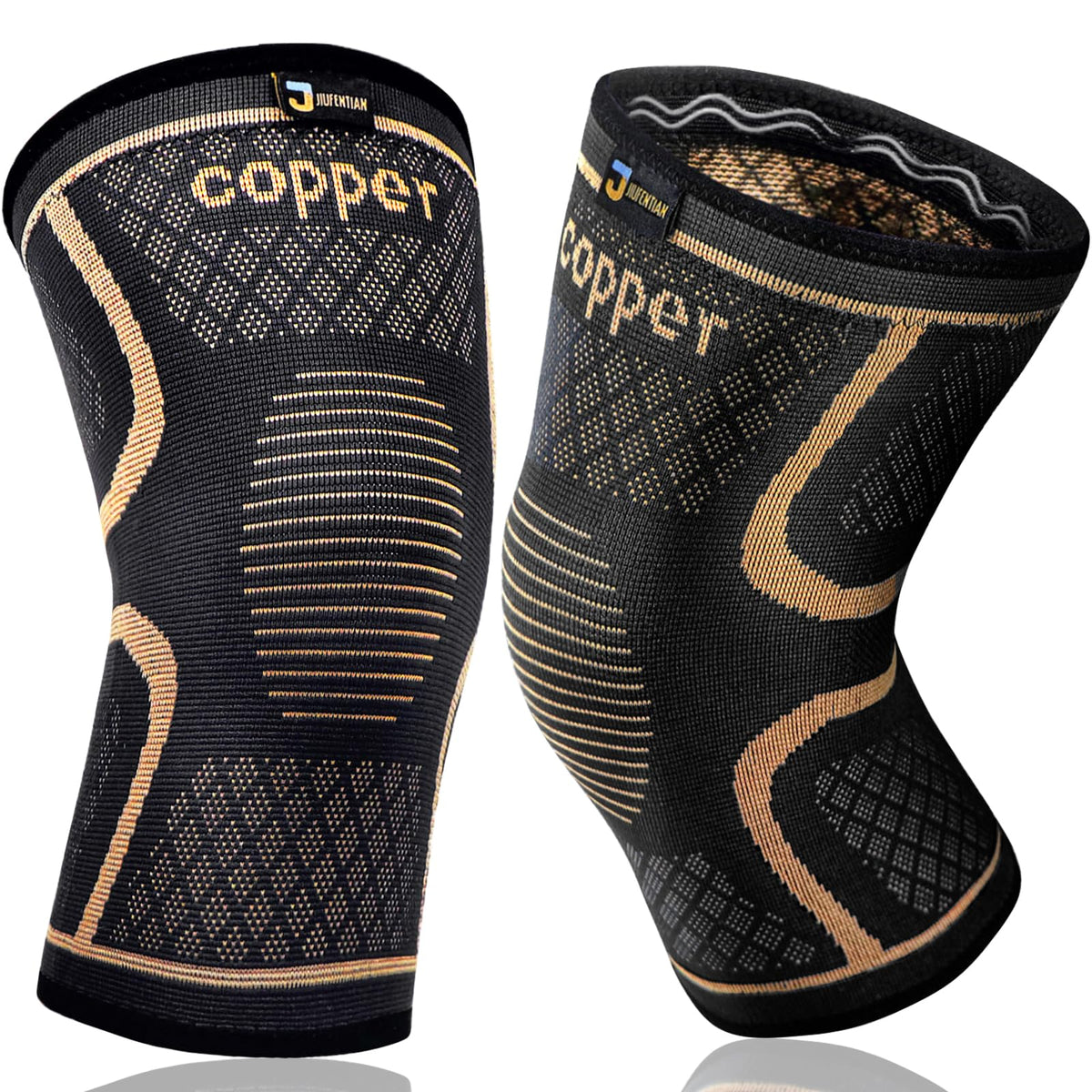 JIUFENTIAN copper knee brace with full knee protection and 3D compression.