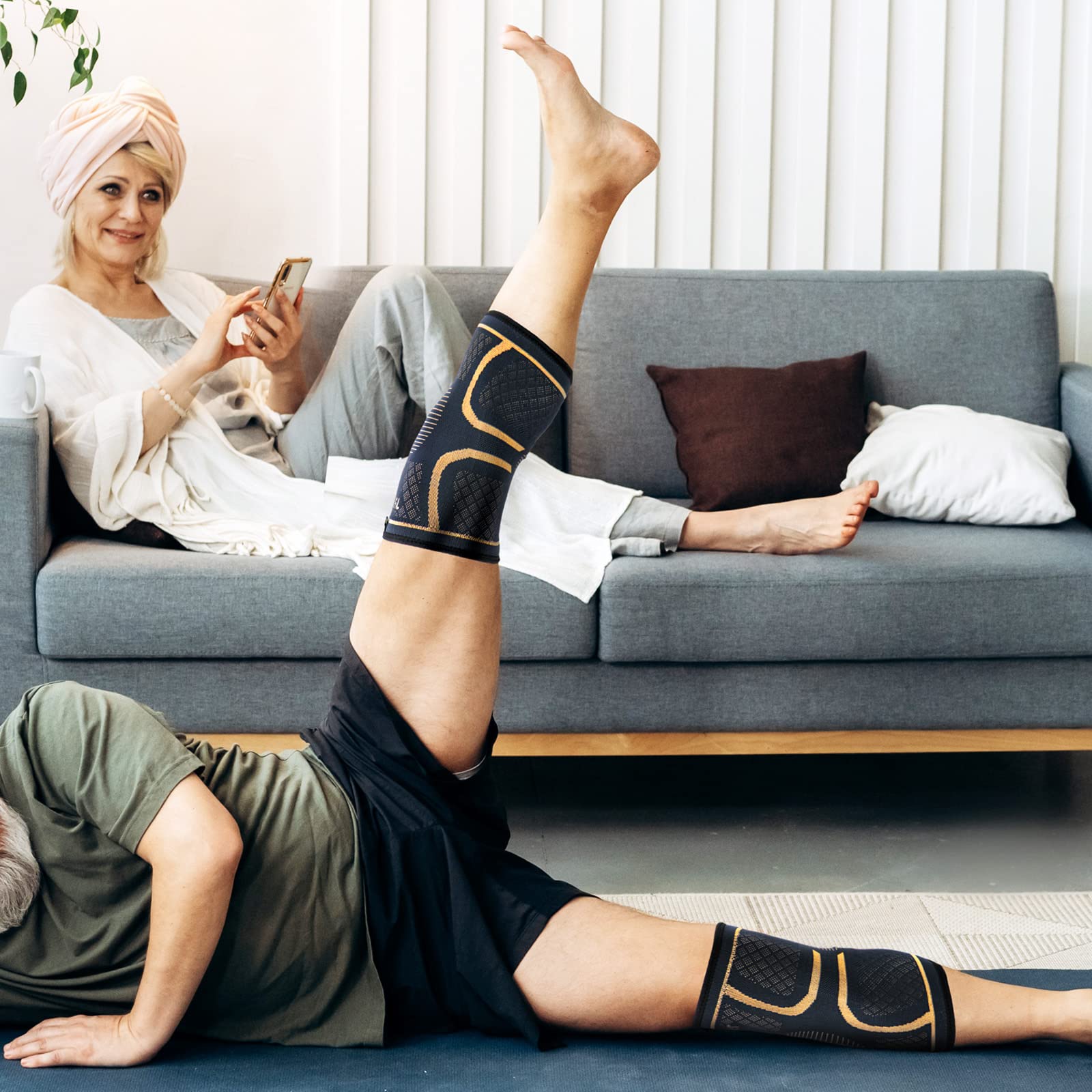 Size chart image for JIUFENTIAN copper knee brace selection and fit guidance.