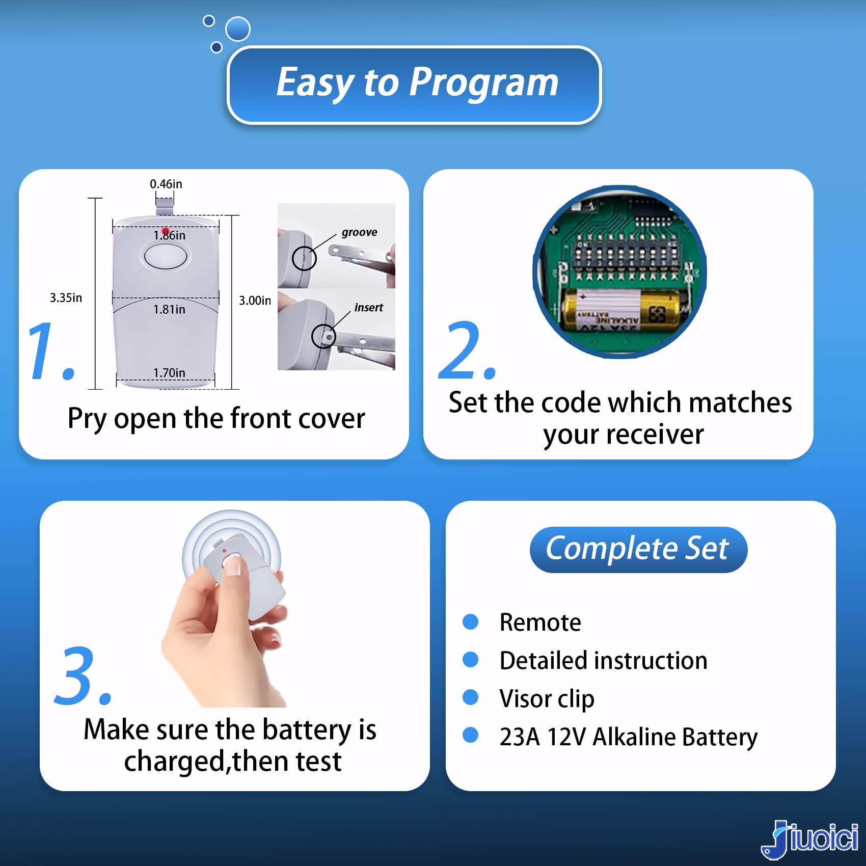 jiuoici detailed manual and battery included for quick installation