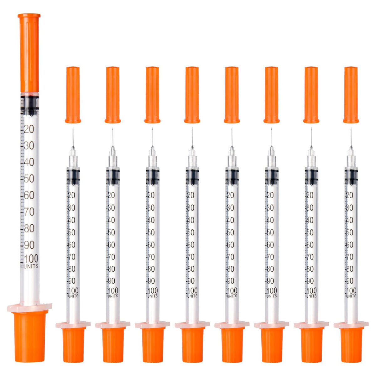 JIUPULL U-100 syringe front view with clear markings for precise measurement.