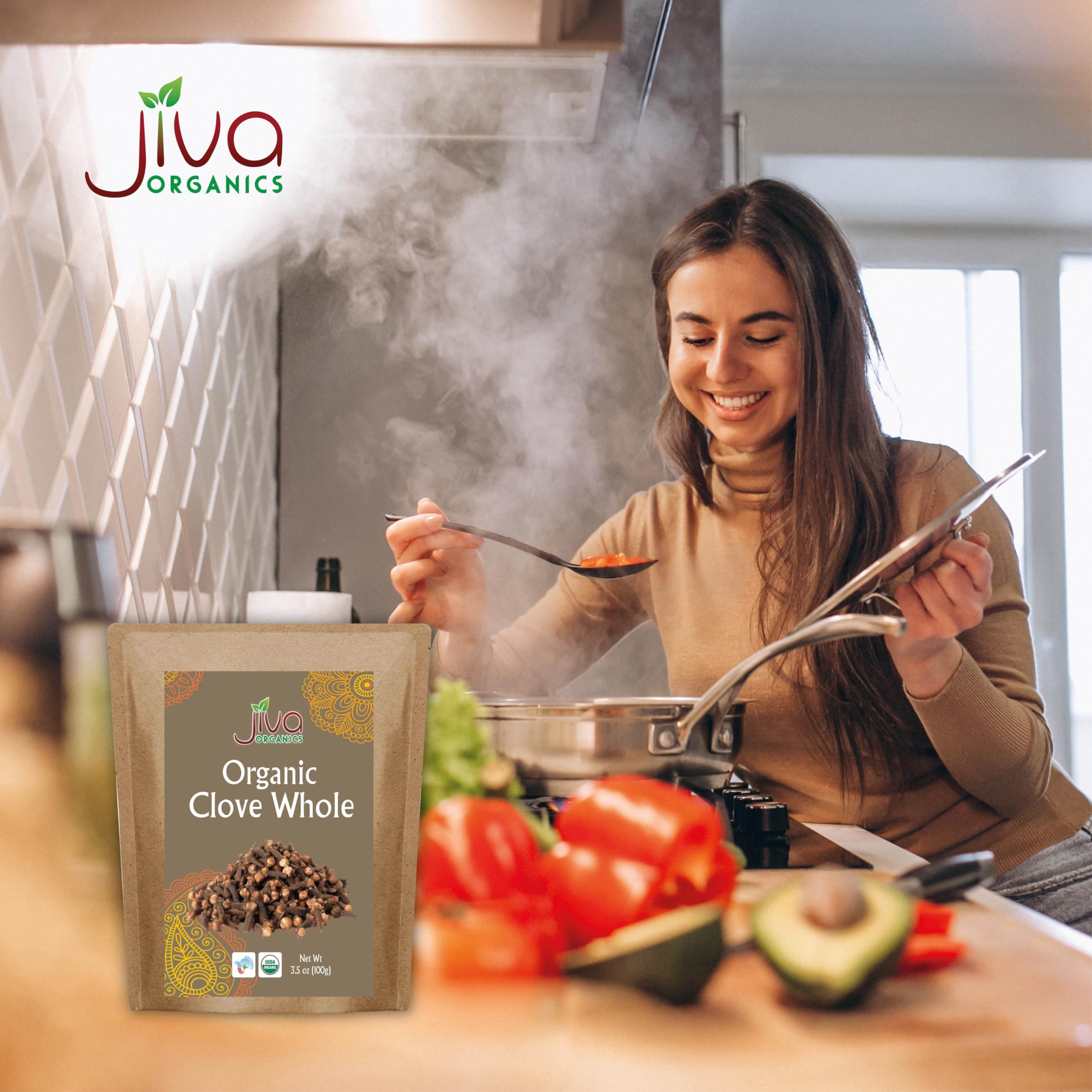 Tea infusion with Jiva Organics cloves for a warm, comforting brew.