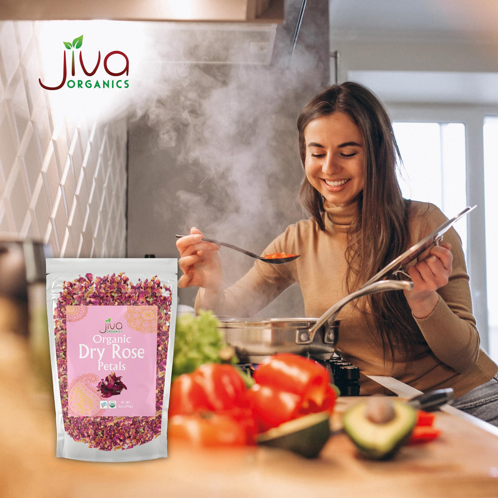 No fragrances added, Jiva Organics rose petals for natural flavoring