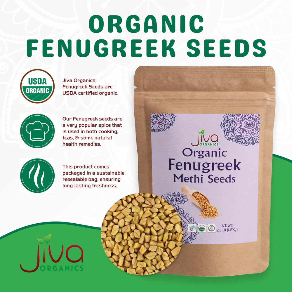 Jiva Organics fenugreek seeds in whole form for authentic Indian and Middle Eastern dishes