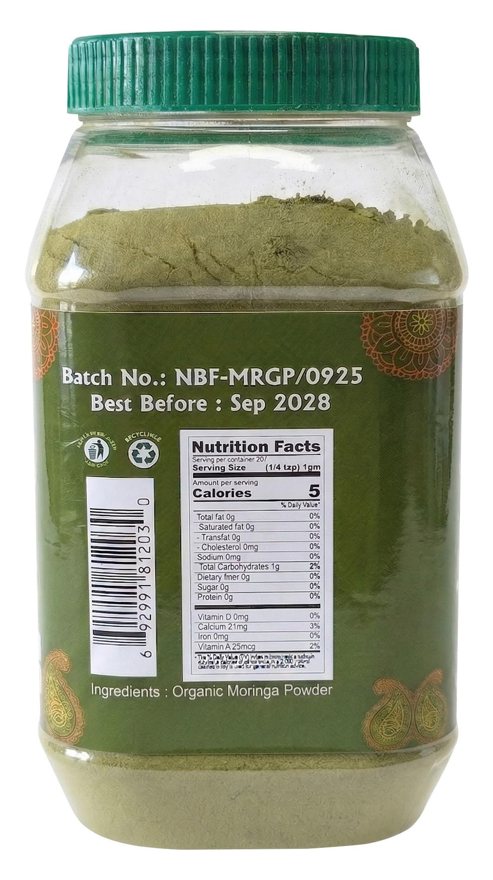 Jiva Organics Moringa powder offers vegan-friendly nutrition and antioxidants.