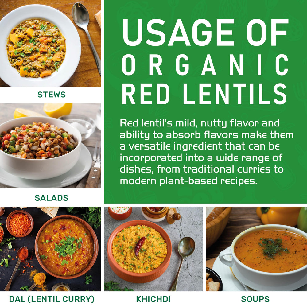 Jiva Organics red lentils provide plant-based protein, fiber and vitamins.