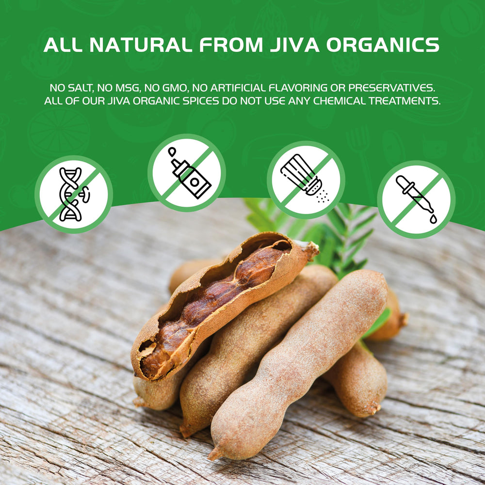 Non-GMO, vegan tamarind paste package from Jiva Organics.