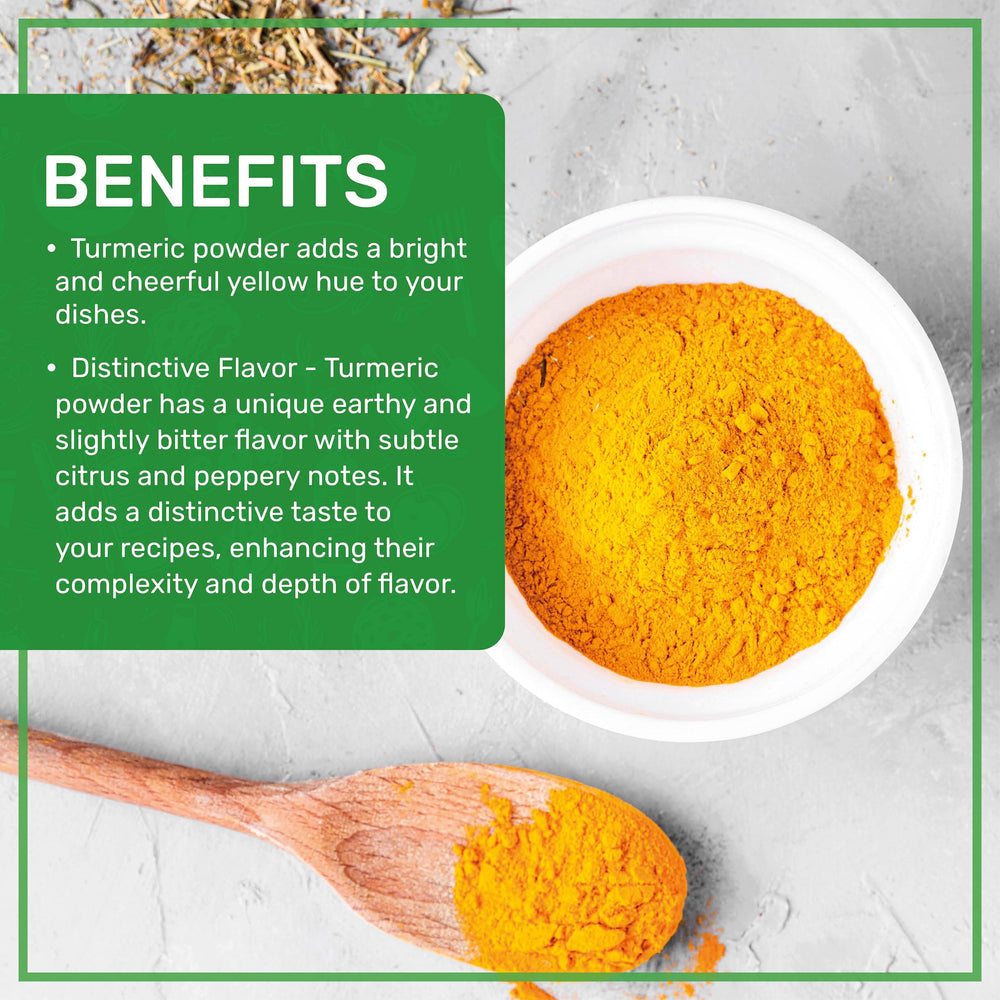 Jiva Organics turmeric powder used to color curries and spice blends.