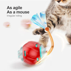 Jkanti interactive cat ball red side view ideal for chasing on carpets and hard floors