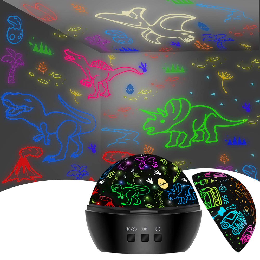 JKGIFTS dinosaur night light 2-in-1 projection with 360-degree rotation brightens kids' bedtime