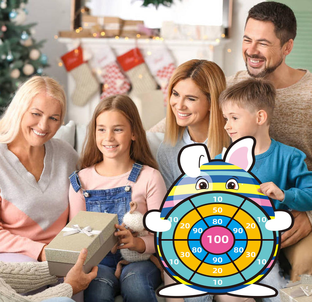 JKGIFTS Durable soft fabric dartboard for indoor or outdoor play.