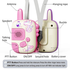 JKGIFTS Unicorn Walkie Talkie close-up of push-to-talk buttons.