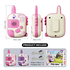 JKGIFTS Unicorn Walkie Talkie side view highlighting compact size for small hands.