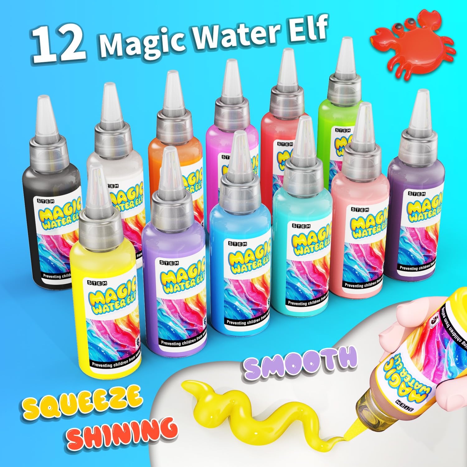 JKGIFTS Water Gel 12 Colors palette highlighting vibrant gels for artful play