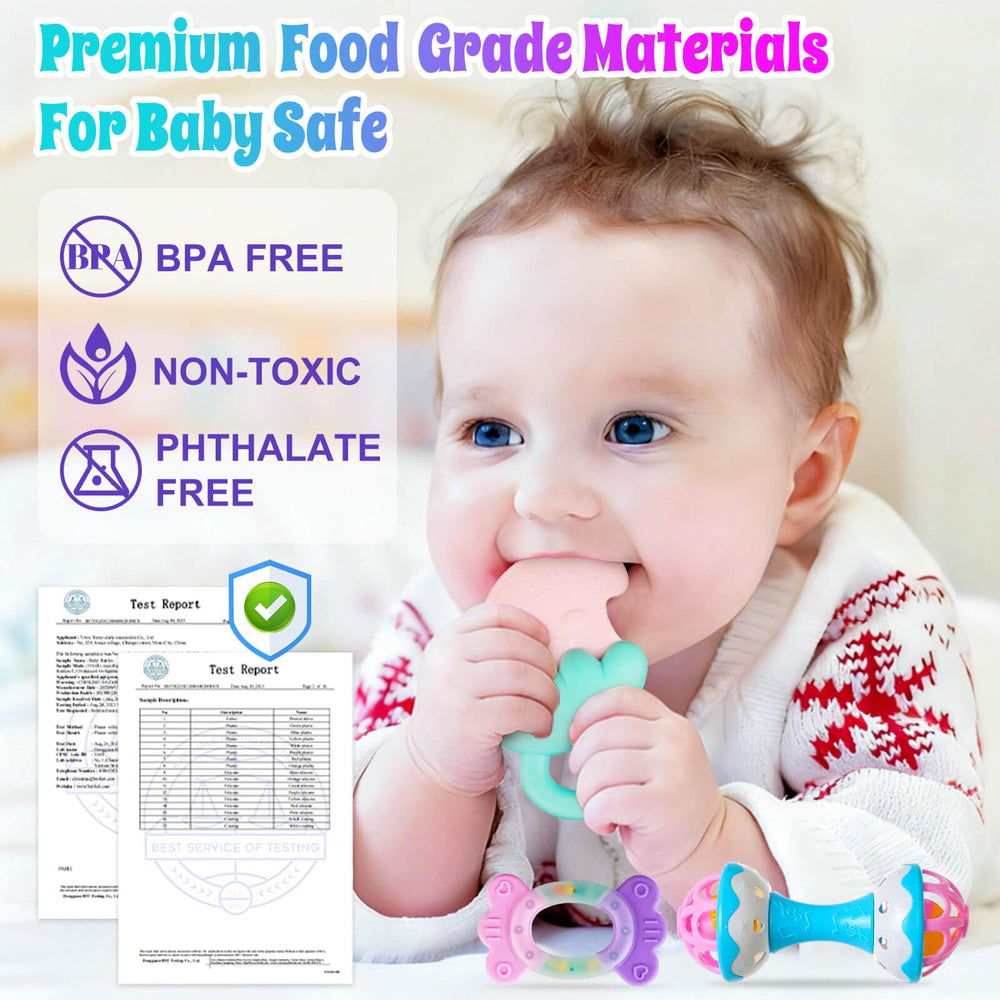 JKHEPL baby teether with safe design to soothe gums and comfort baby.