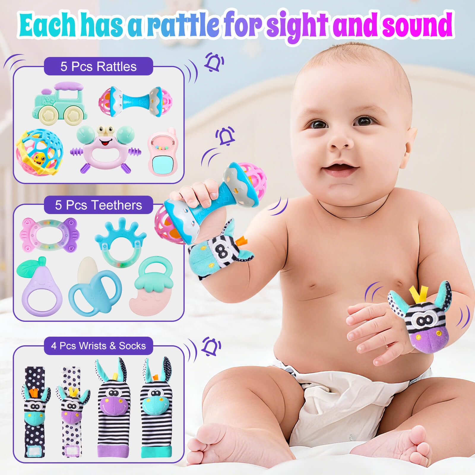JKHEPL wrist rattles for tiny hands support grasp development.