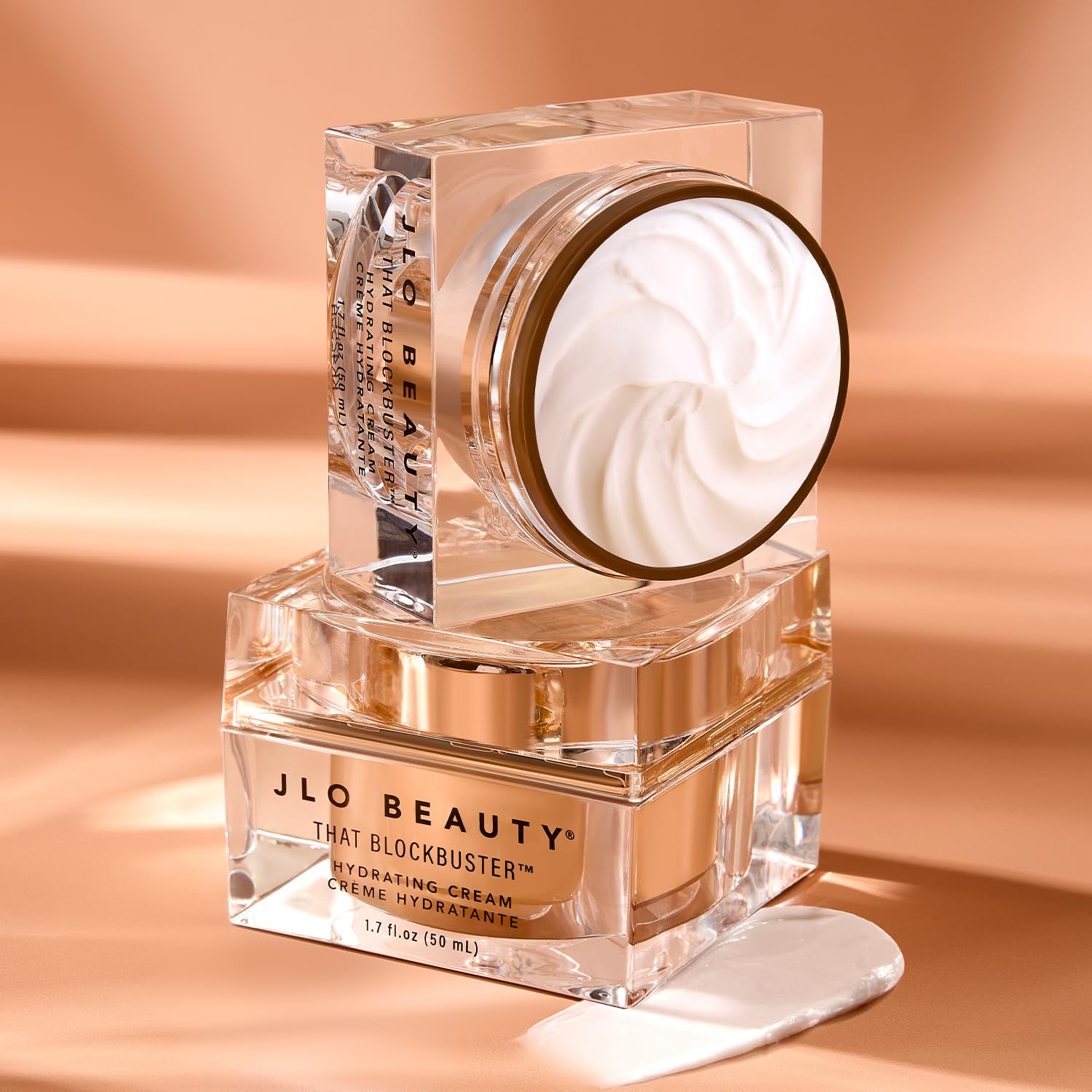 JLO BEAUTY 1.7 oz jar signals a three-month supply with consistent use.