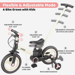 JMMD 6-in-1 bike with adjustable seat adapts to growing child