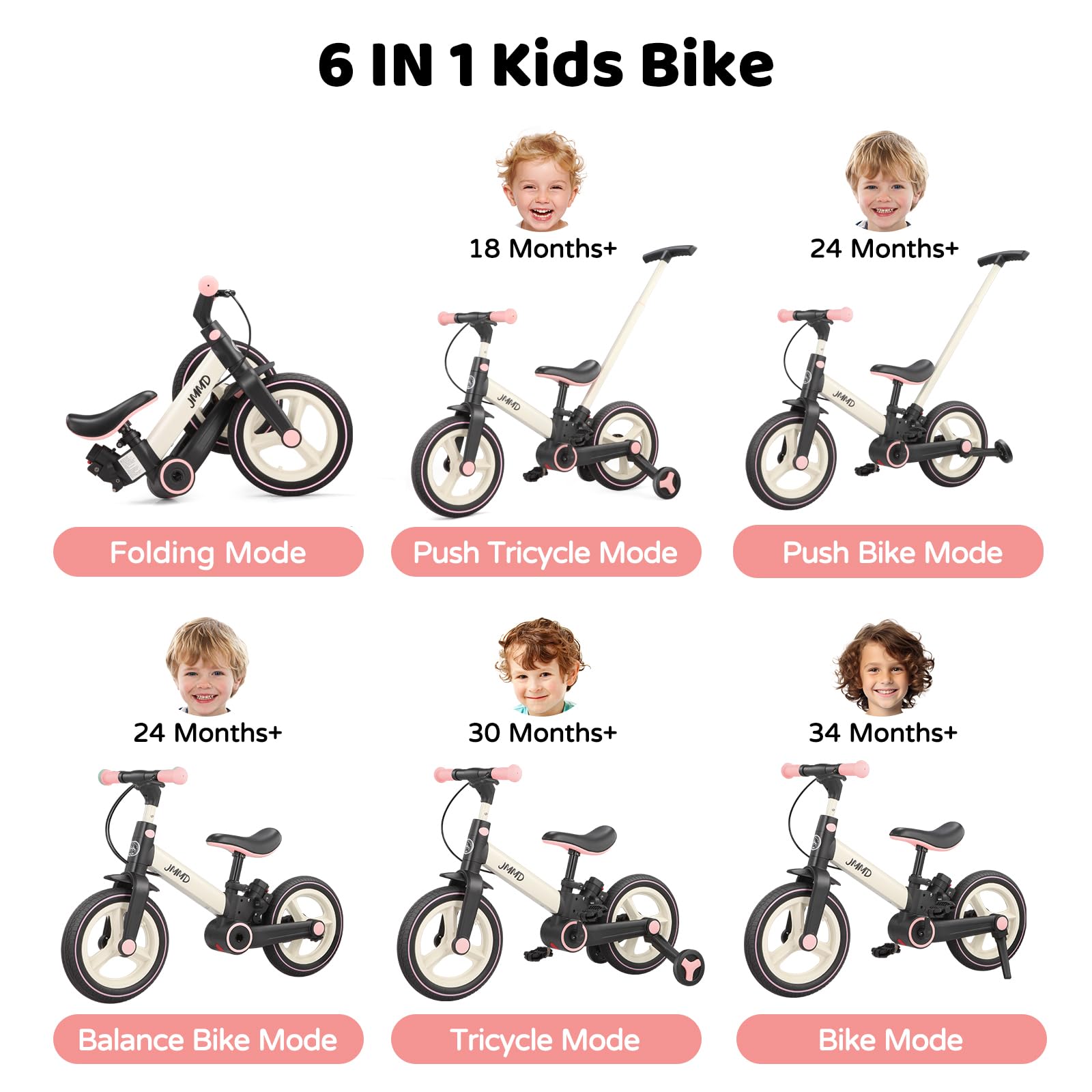 JMMD 6-in-1 bike folded for travel and easy car storage