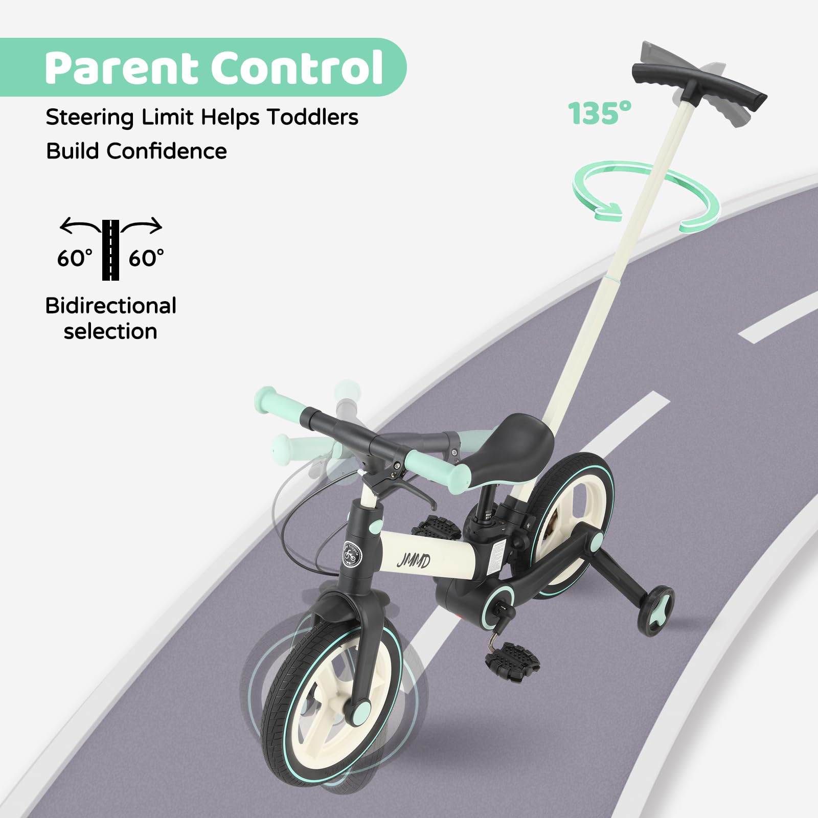 JMMD 6-in-1 training wheels support early balance and confidence.