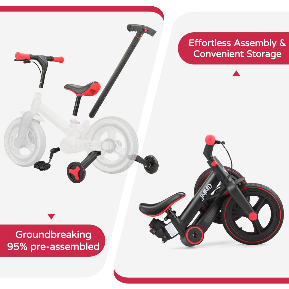 JMMD adjustable seat and handlebar fit growing children.