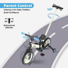 JMMD adjustable seat for a comfy, growing fit on the toddler bike.