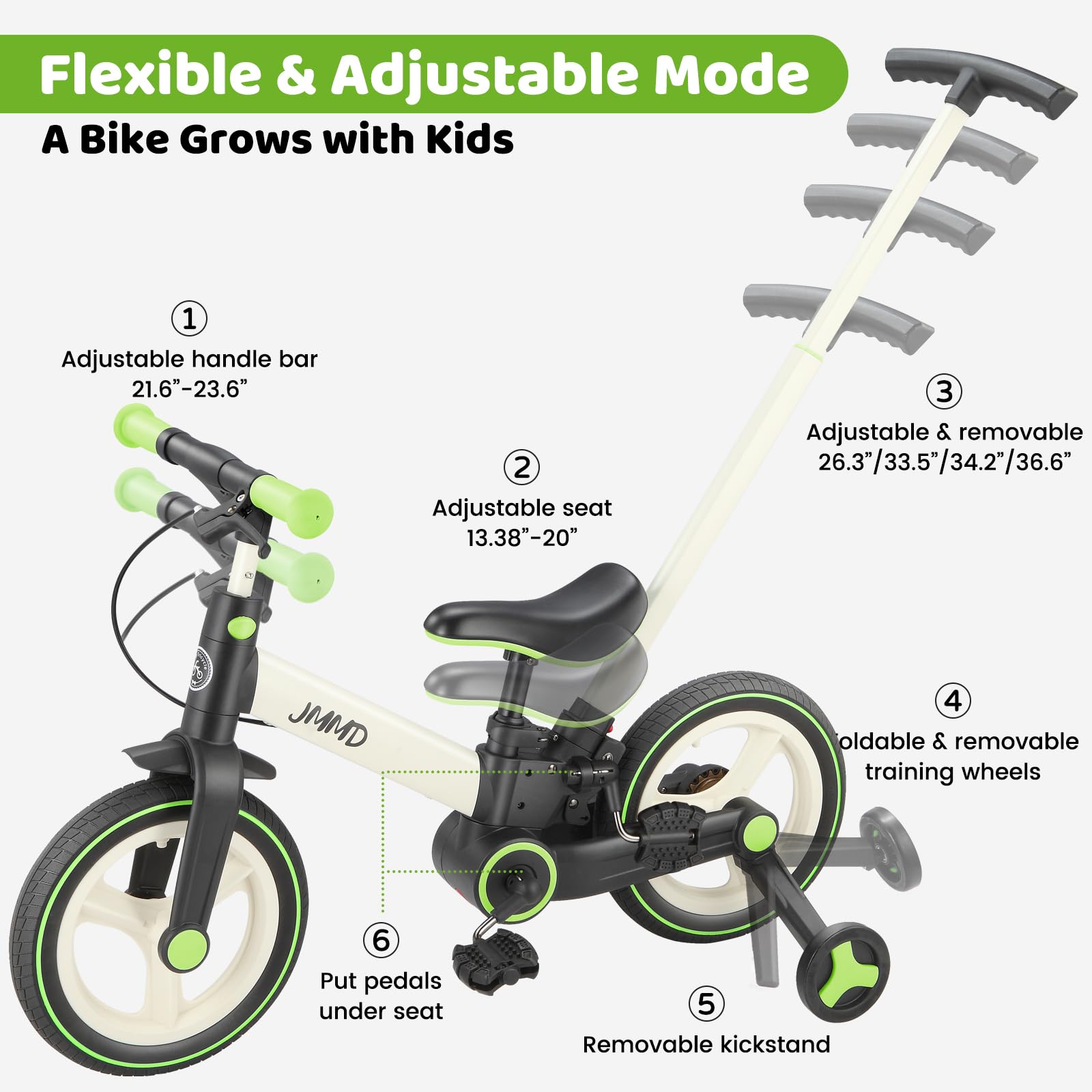 JMMD aluminum frame offers lightweight durability during growing adventures.