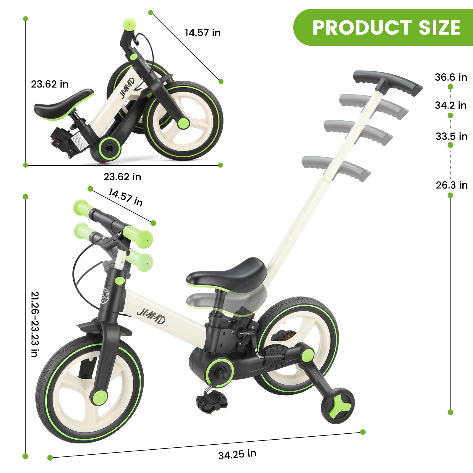 JMMD kickstand supports upright parking between rides.