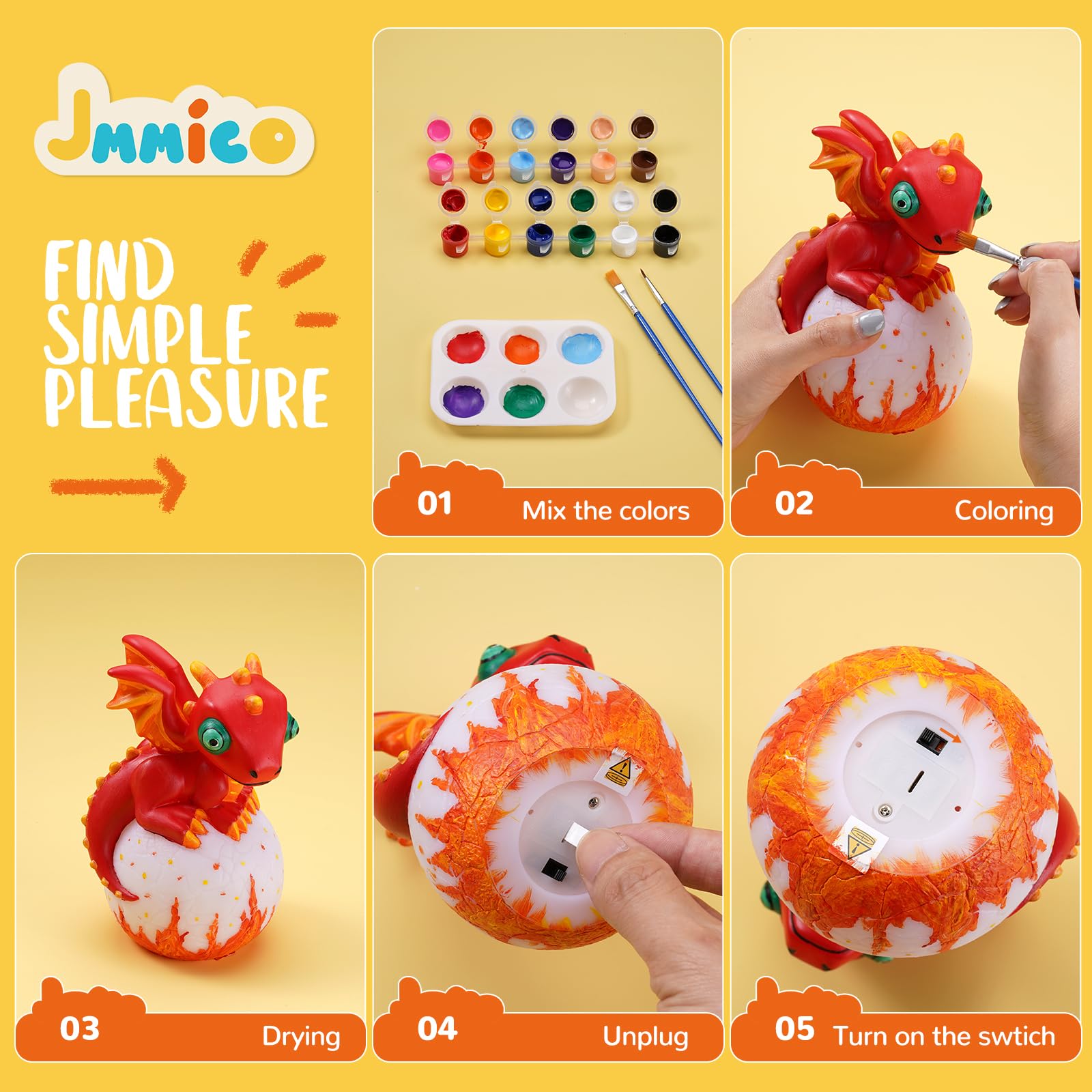JMMICO Dragon lamp uses safe materials for worry-free creative play.