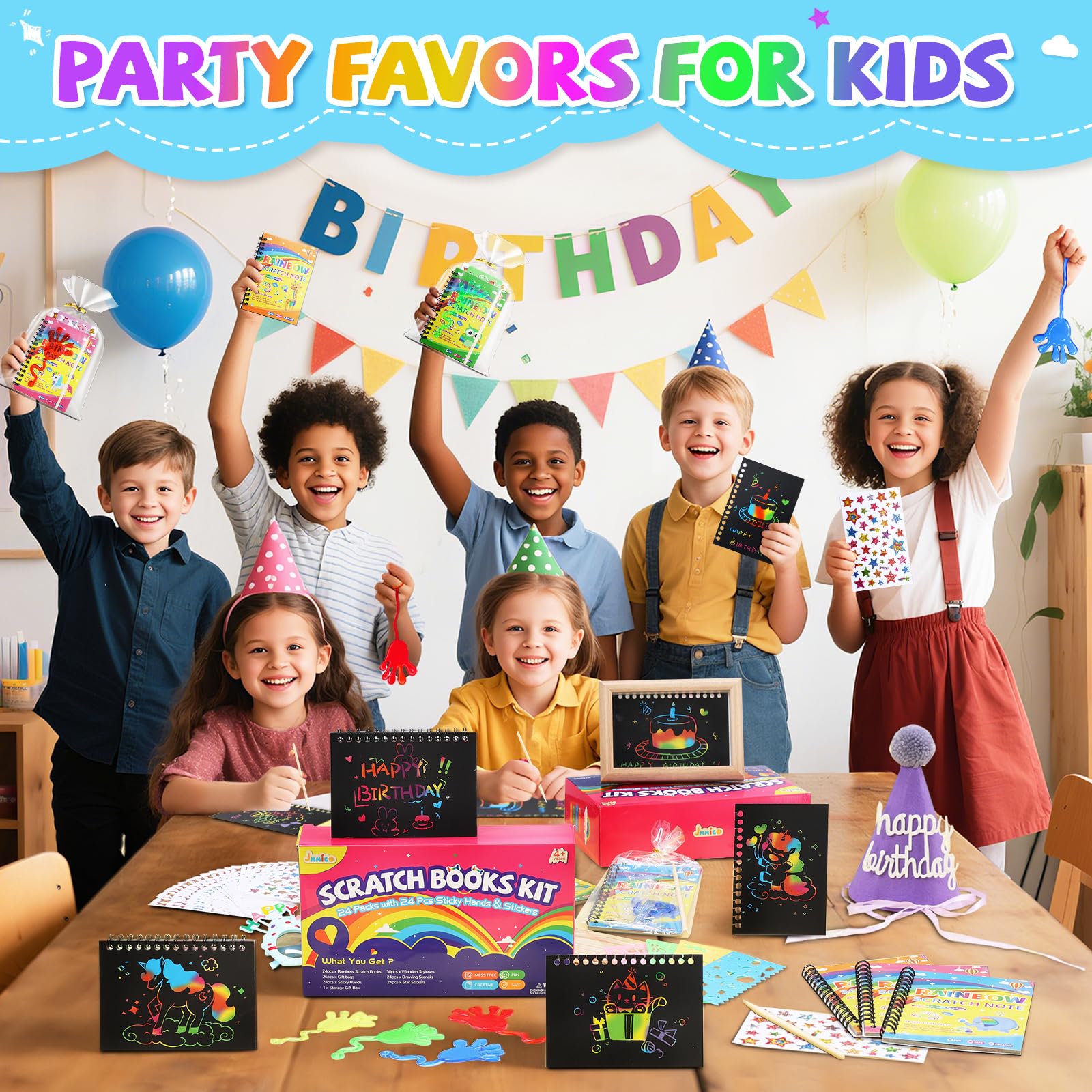 JMMICO stickers 24-pack decorate rewards and crafts with bright designs.