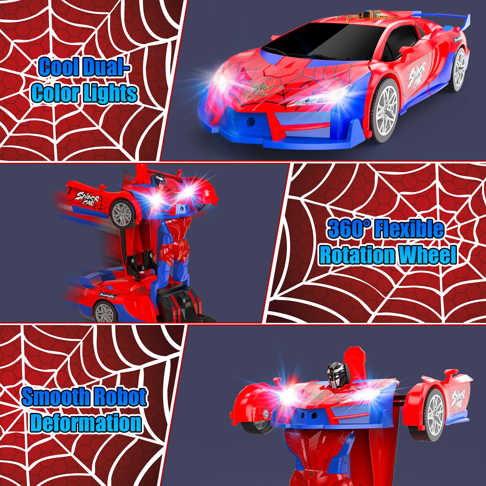 JMOROCR Spider Transform RC Car dual-color lights enhance daytime and nighttime play