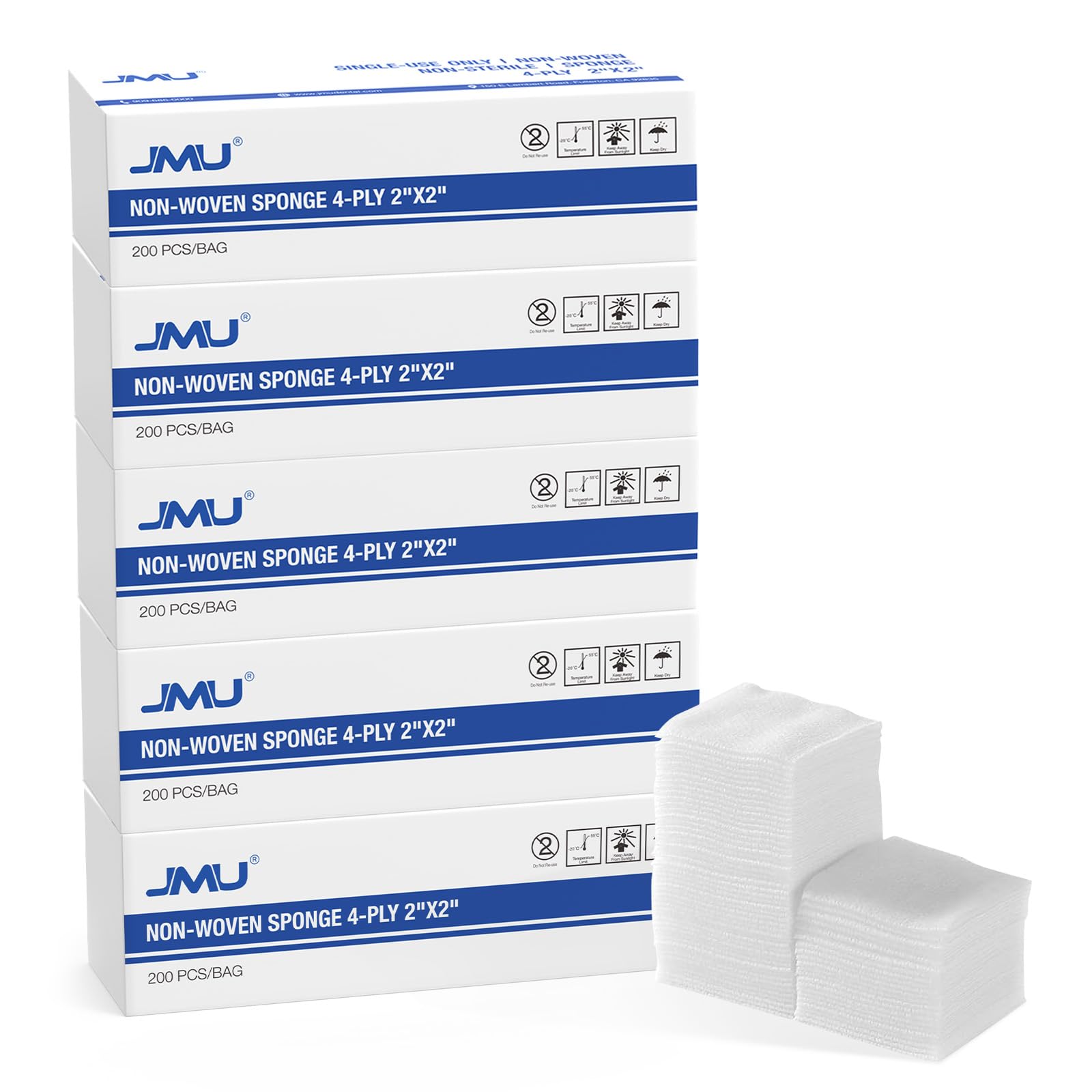 JMU 1000 gauze pads 2x2 with high absorption for quick coverage