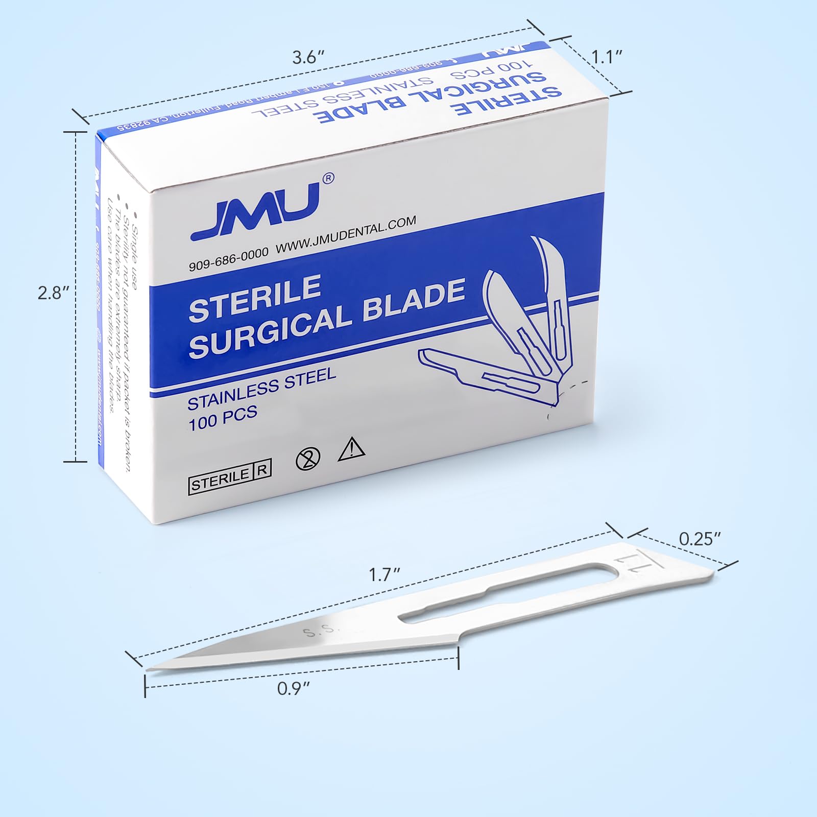 JMU 11 blade gamma sterilized packaging ensures cleanliness before use