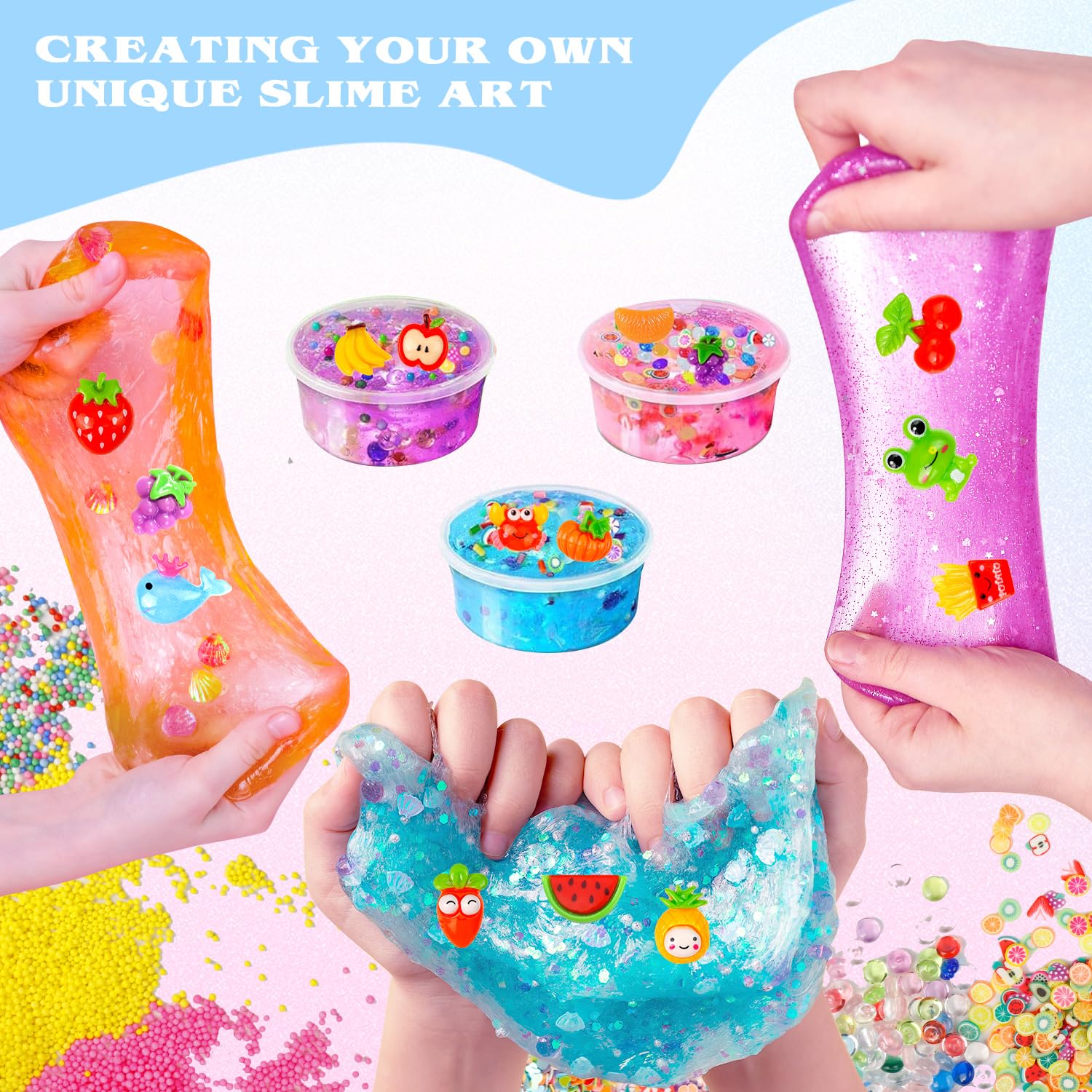 JMUQ fruit slices brighten slimes with sunny color pops.