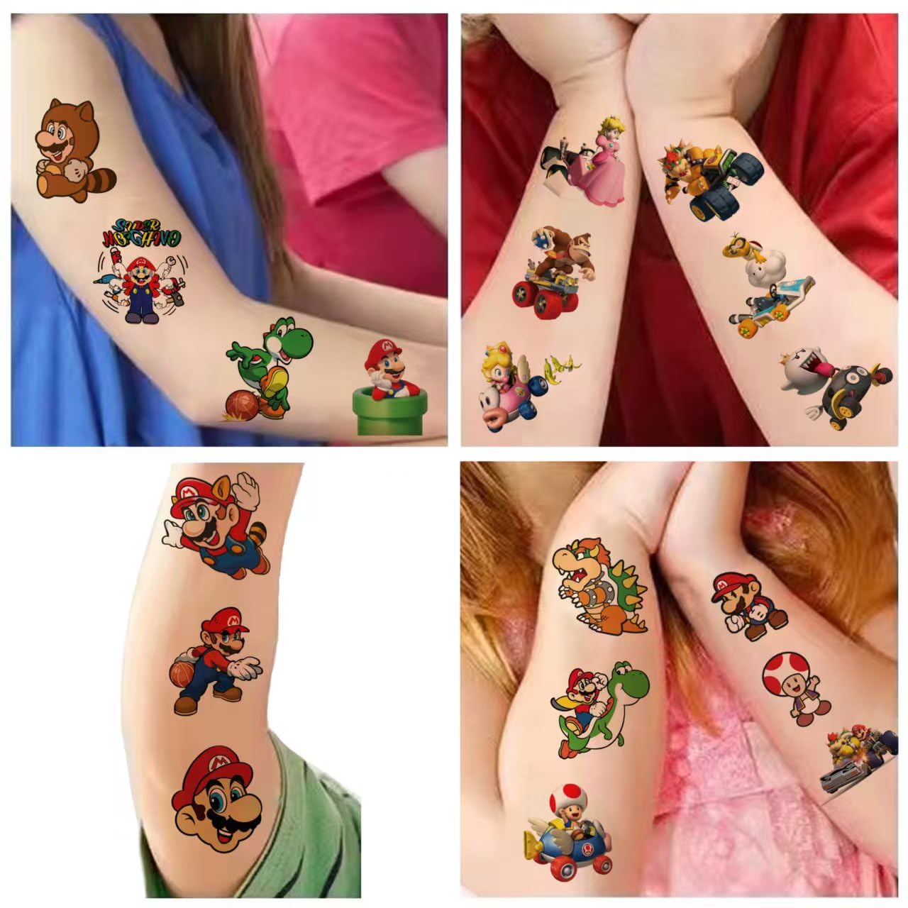 JMYUJX cartoon Mario tattoo on face design, easy at-home decorating.