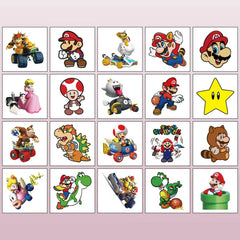 JMYUJX cartoon Mario tattoo on hand design, kid-friendly and long-lasting.