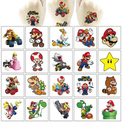 JMYUJX cartoon Mario tattoo on neck design, safe surface application.