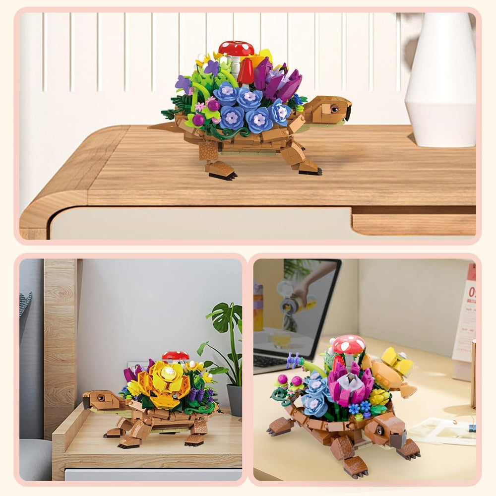 JMYZBD Sea Turtle Planter gift-ready kit featuring flowers and bricks