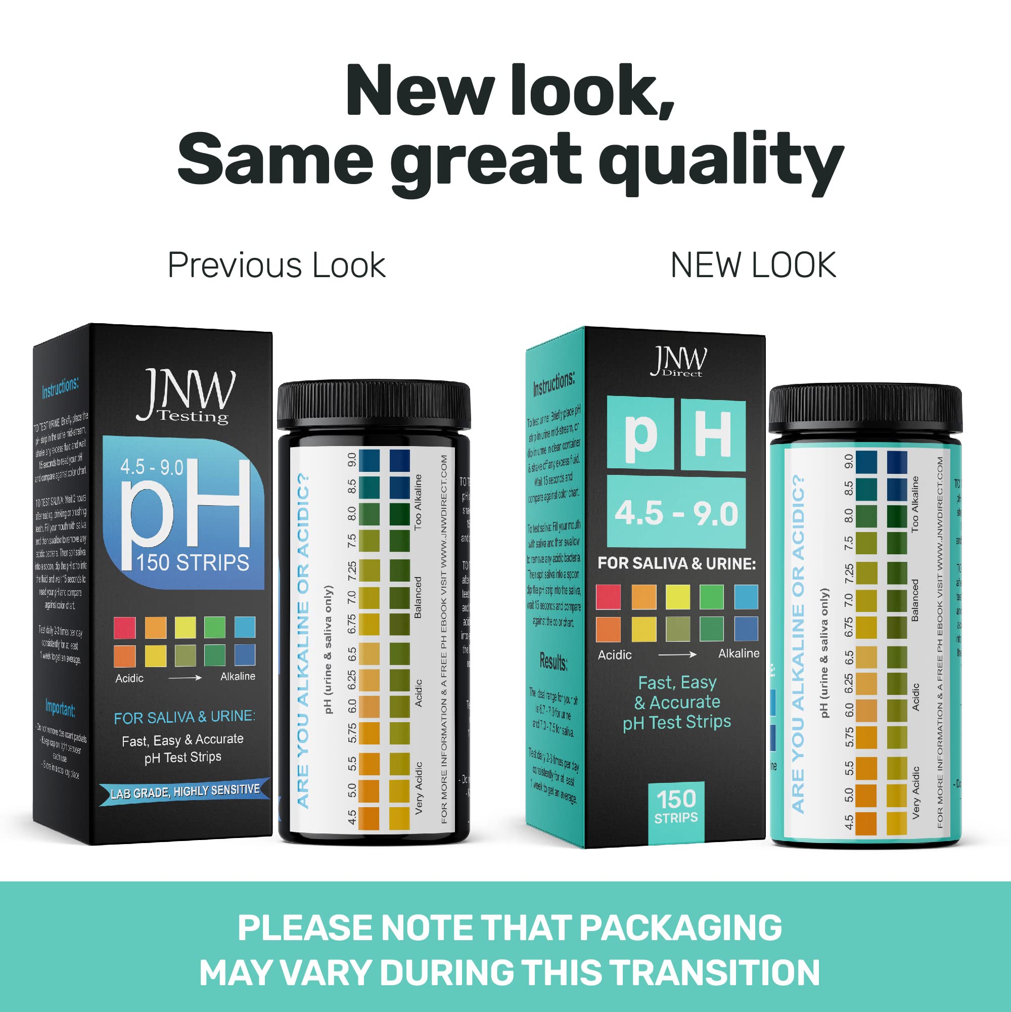 JNW Direct pH strip color chart helps you compare results easily