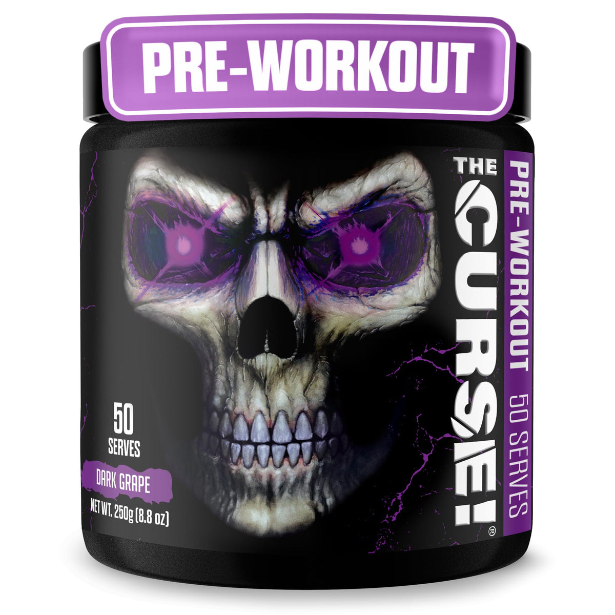 JNX SPORTS The Curse! dark grape bottle with bold label for energized workouts.
