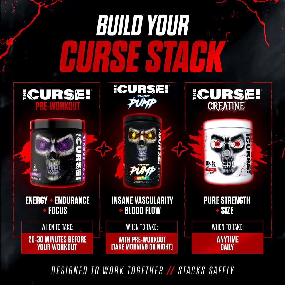 Boxed The Curse! dark grape packaging with flavor and serving info.