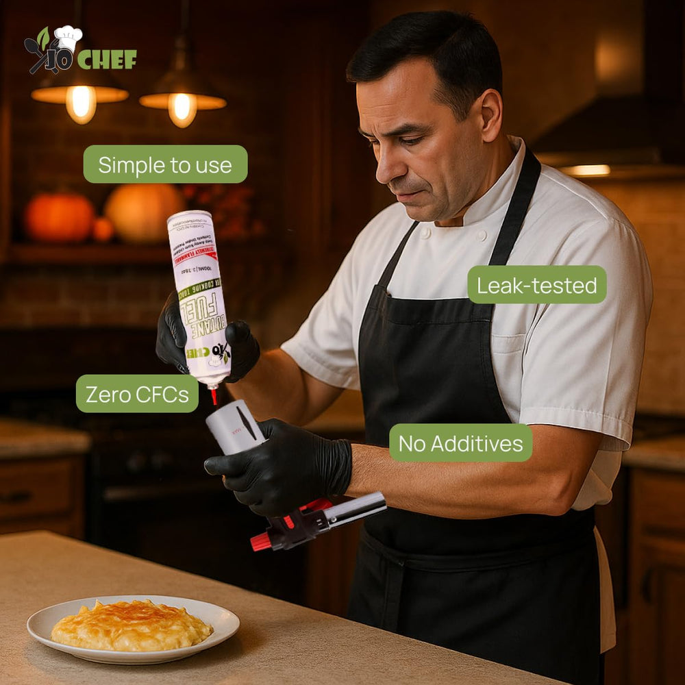 Creme brûlée with Jo Chef flame for precise caramelization.