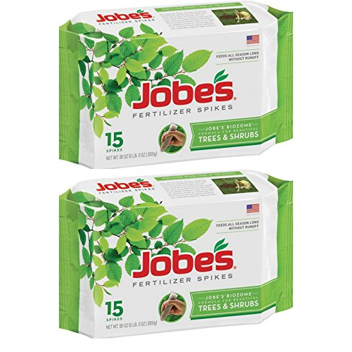 Jobes Organics Tree Fertilizer Spikes provide season-long nutrition for trees and shrubs with minimal mess.