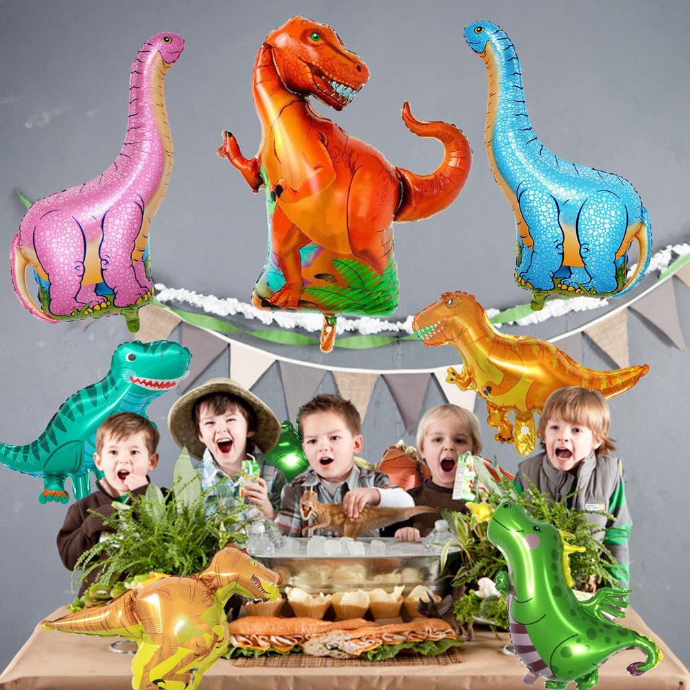Jobkoo large dinosaur foil balloon—eye-catching centerpiece for birthday celebrations.