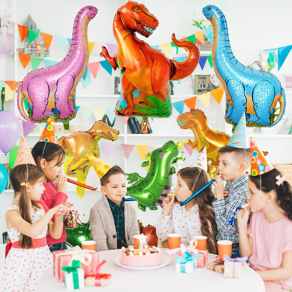 Jobkoo small dinosaur foil balloon—cute dino shapes enhance kids' jungle party.