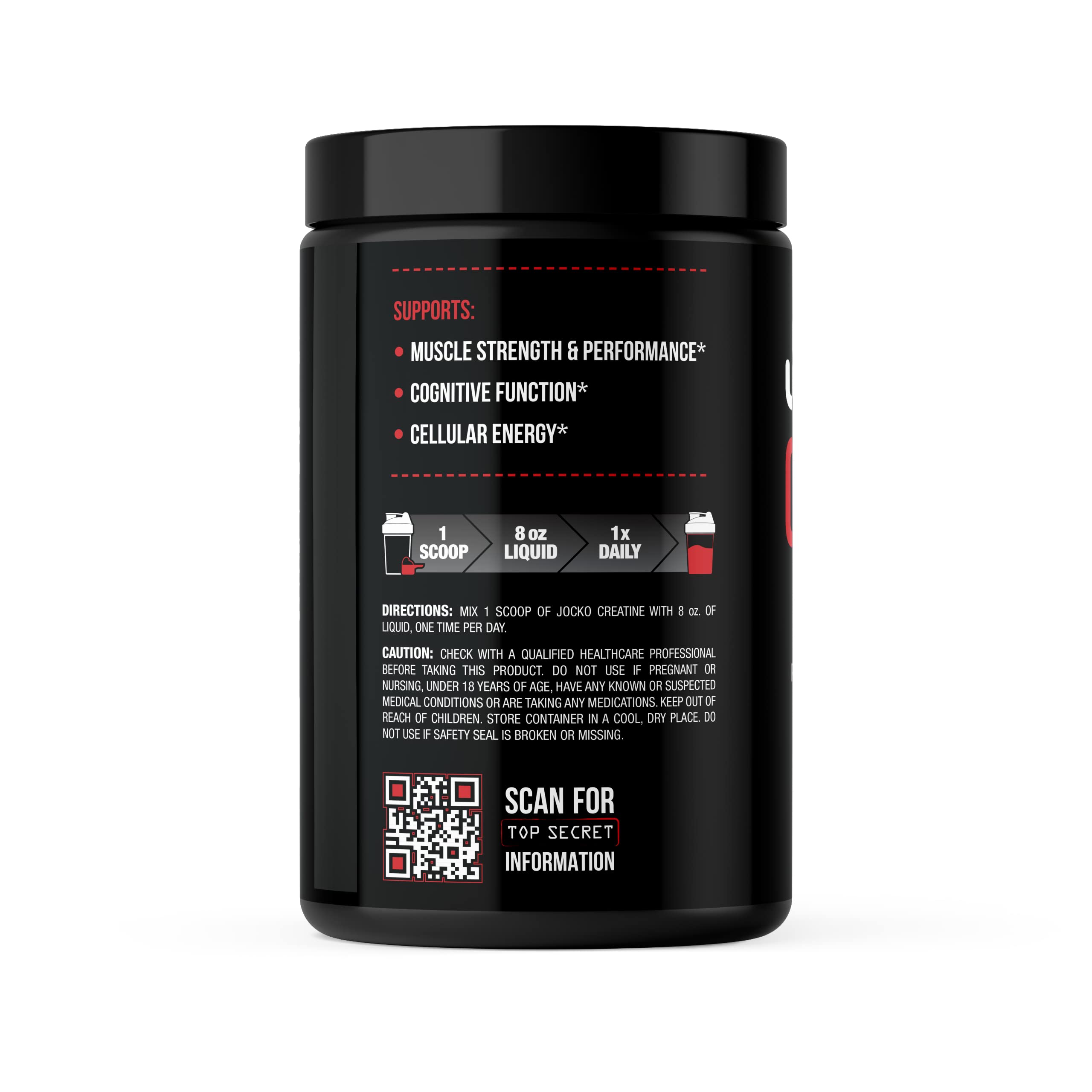 Pouring Jocko Fuel Creatine Monohydrate powder ready to mix for on-the-go performance