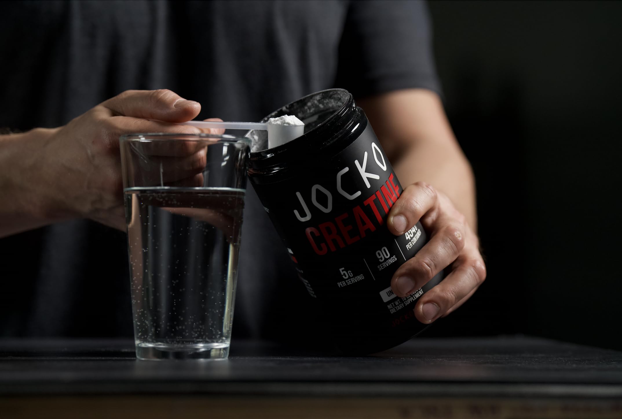 Jocko Fuel Creatine Monohydrate unflavored powder blends into drinks without altering taste
