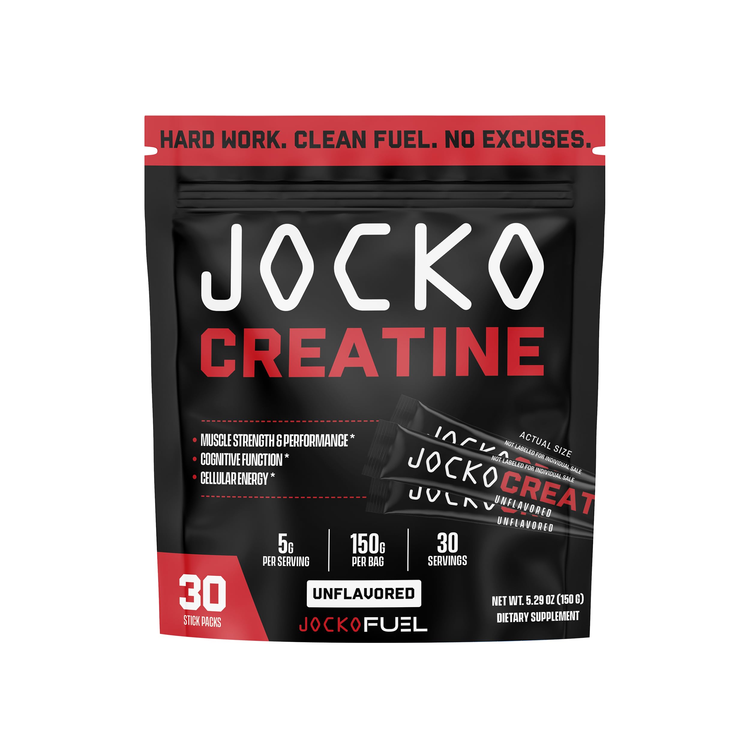 Jocko Fuel Creatine Stick Packs front packaging showing portable design for daily use