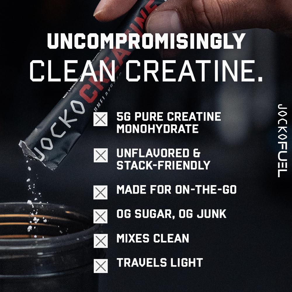 Jocko Fuel Creatine Stick Packs pour-into-liquid demonstration for quick mixing